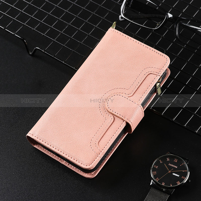 Custodia Portafoglio In Pelle Cover con Supporto BY3 per Sharp Aquos Sense8 Oro Rosa