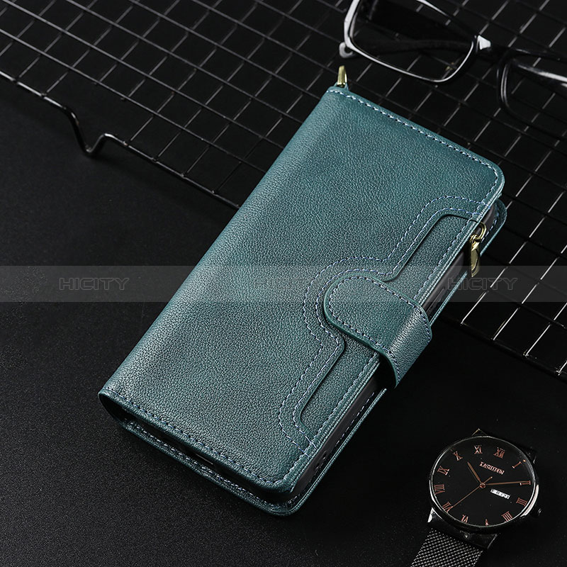 Custodia Portafoglio In Pelle Cover con Supporto BY3 per Sharp Aquos Sense8 Verde