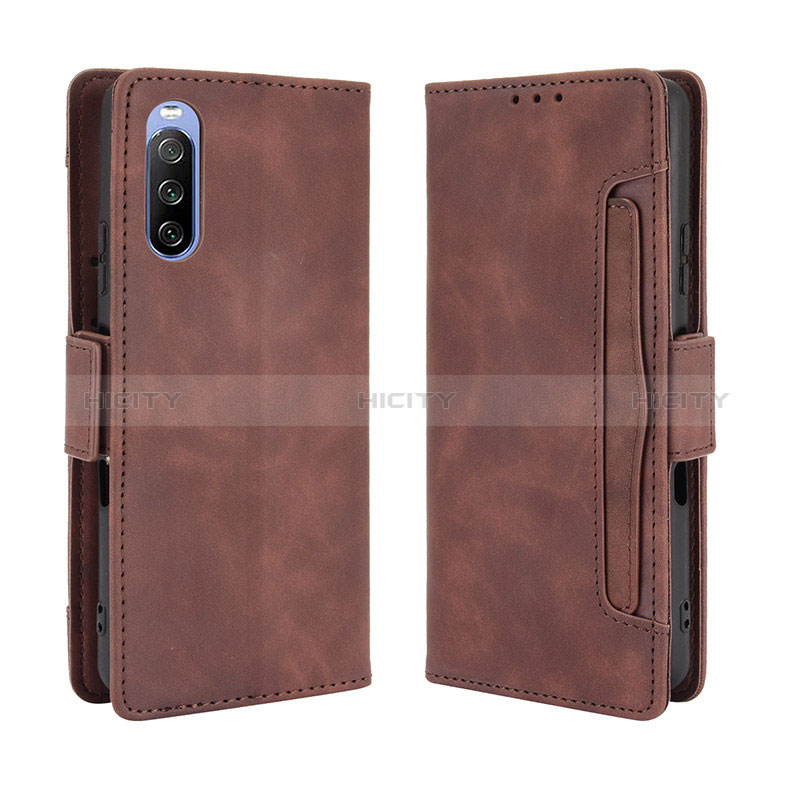 Custodia Portafoglio In Pelle Cover con Supporto BY3 per Sony Xperia 10 III Lite Marrone