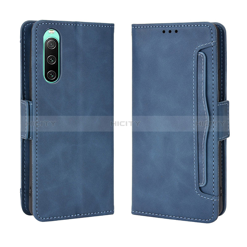 Custodia Portafoglio In Pelle Cover con Supporto BY3 per Sony Xperia 10 IV SO-52C Blu