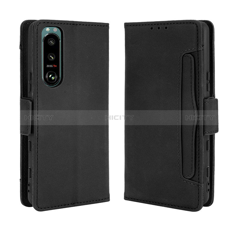 Custodia Portafoglio In Pelle Cover con Supporto BY3 per Sony Xperia 5 III SO-53B Nero