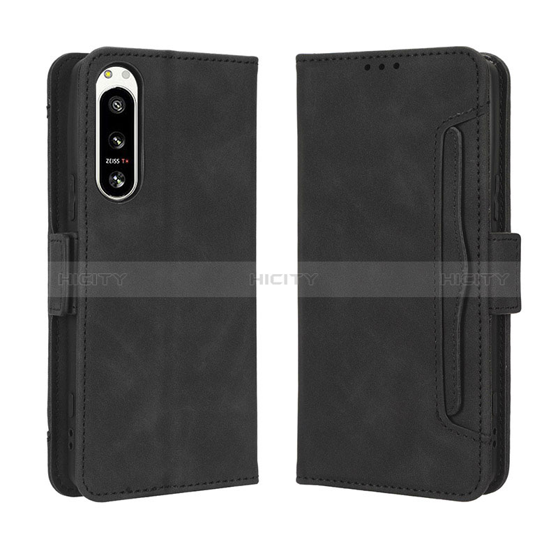 Custodia Portafoglio In Pelle Cover con Supporto BY3 per Sony Xperia 5 IV Nero