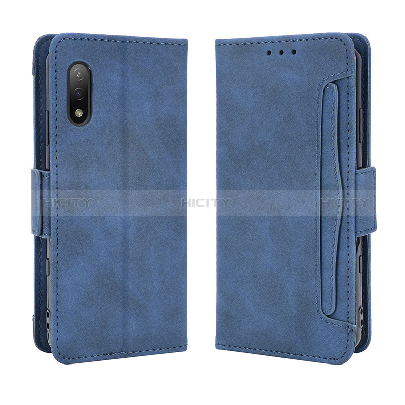 Custodia Portafoglio In Pelle Cover con Supporto BY3 per Sony Xperia Ace II SO-41B Blu