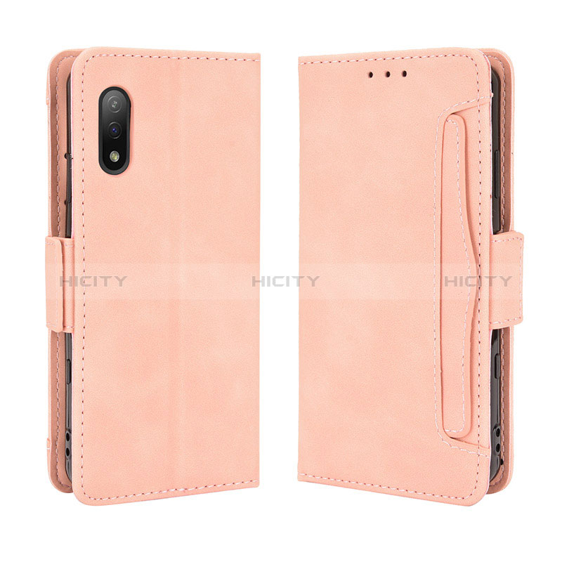 Custodia Portafoglio In Pelle Cover con Supporto BY3 per Sony Xperia Ace II SO-41B Rosa