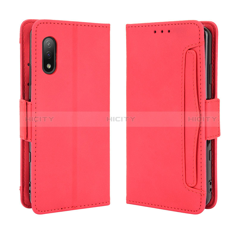 Custodia Portafoglio In Pelle Cover con Supporto BY3 per Sony Xperia Ace II SO-41B Rosso