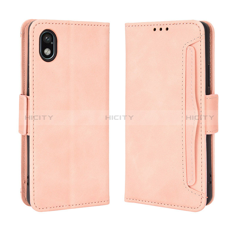 Custodia Portafoglio In Pelle Cover con Supporto BY3 per Sony Xperia Ace III SO-53C Rosa