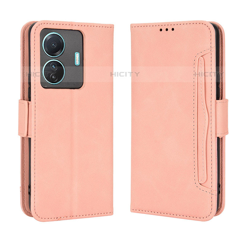 Custodia Portafoglio In Pelle Cover con Supporto BY3 per Vivo iQOO Z6 Pro 5G Rosa