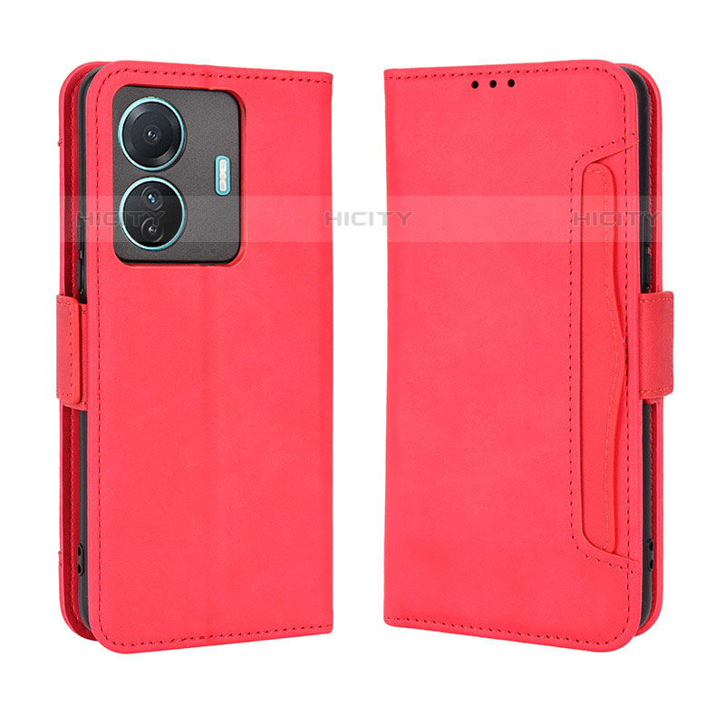 Custodia Portafoglio In Pelle Cover con Supporto BY3 per Vivo iQOO Z6 Pro 5G Rosso