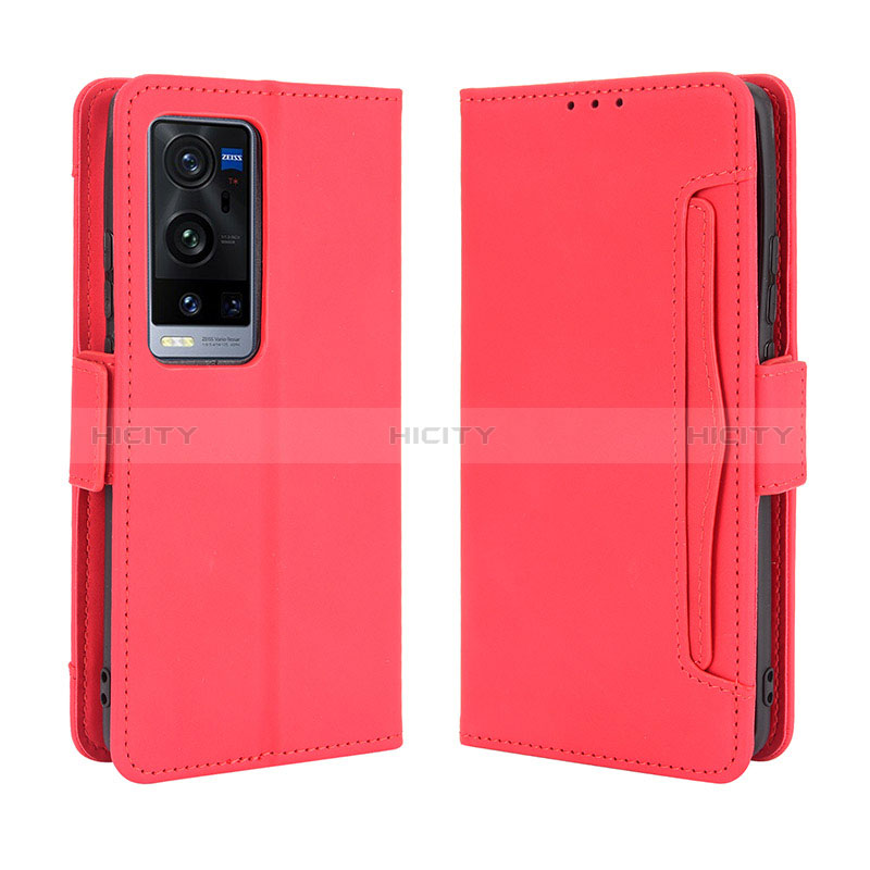 Custodia Portafoglio In Pelle Cover con Supporto BY3 per Vivo X60 Pro+ Plus 5G Rosso