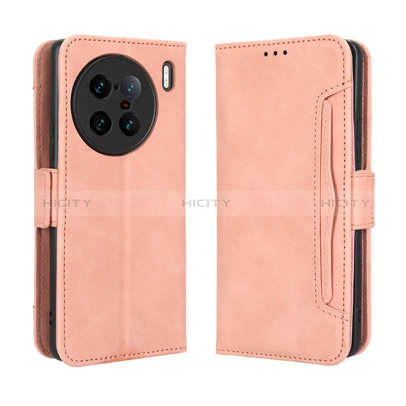 Custodia Portafoglio In Pelle Cover con Supporto BY3 per Vivo X90 Pro+ Plus 5G Rosa