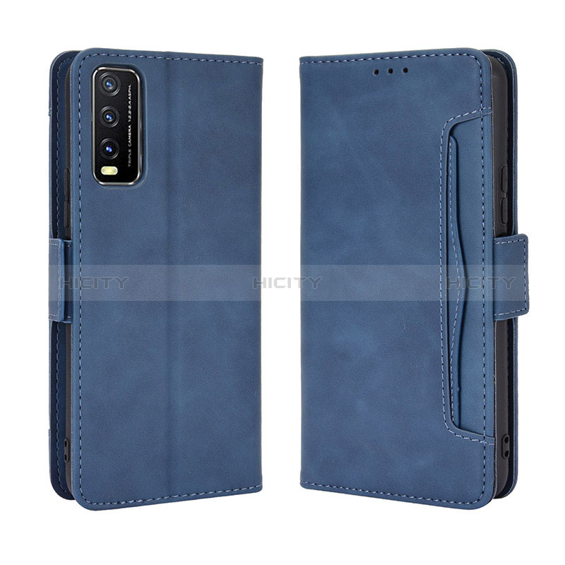 Custodia Portafoglio In Pelle Cover con Supporto BY3 per Vivo Y11s Blu