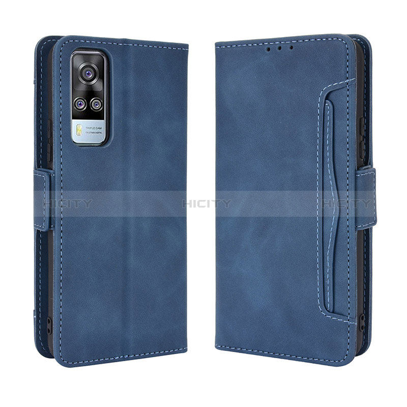 Custodia Portafoglio In Pelle Cover con Supporto BY3 per Vivo Y51 (2021) Blu