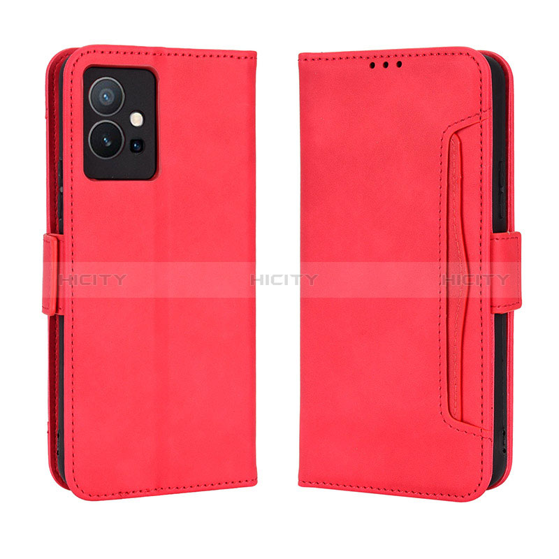 Custodia Portafoglio In Pelle Cover con Supporto BY3 per Vivo Y52t 5G Rosso