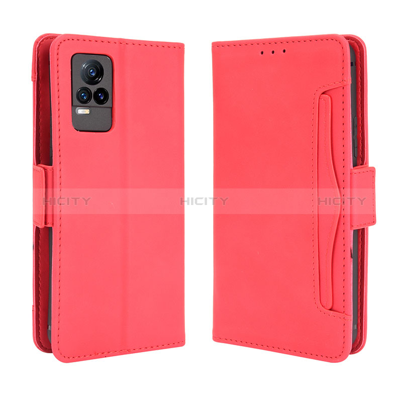 Custodia Portafoglio In Pelle Cover con Supporto BY3 per Vivo Y73 (2021) Rosso