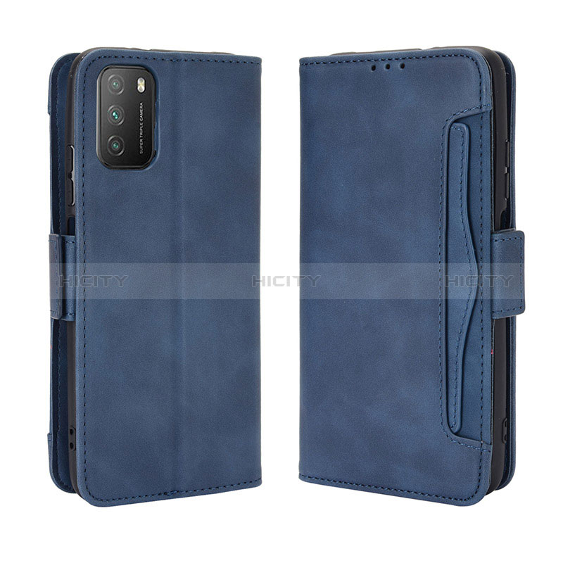 Custodia Portafoglio In Pelle Cover con Supporto BY3 per Xiaomi Poco M3 Blu