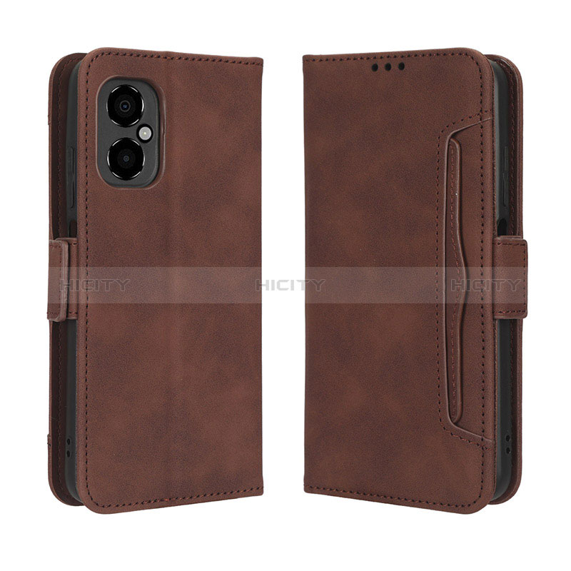 Custodia Portafoglio In Pelle Cover con Supporto BY3 per Xiaomi Poco M4 5G Marrone