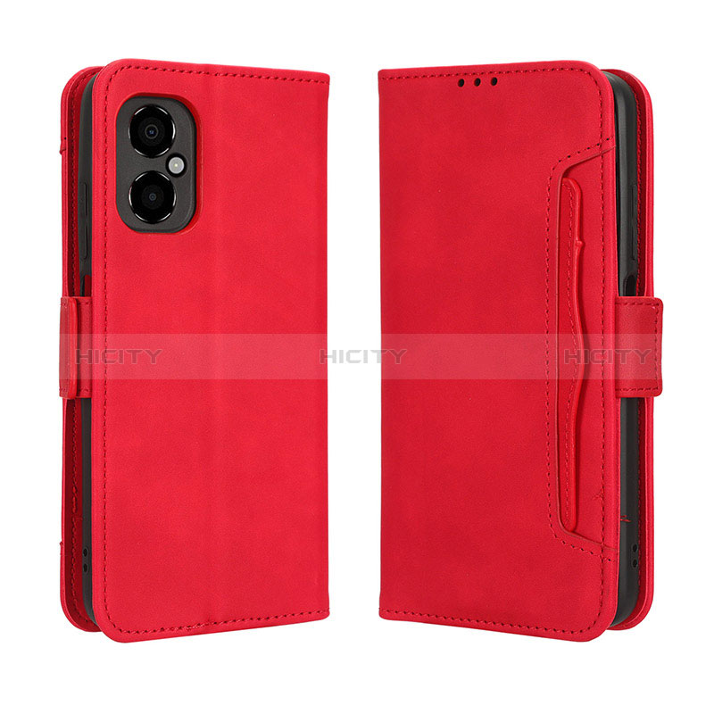 Custodia Portafoglio In Pelle Cover con Supporto BY3 per Xiaomi Poco M4 5G Rosso