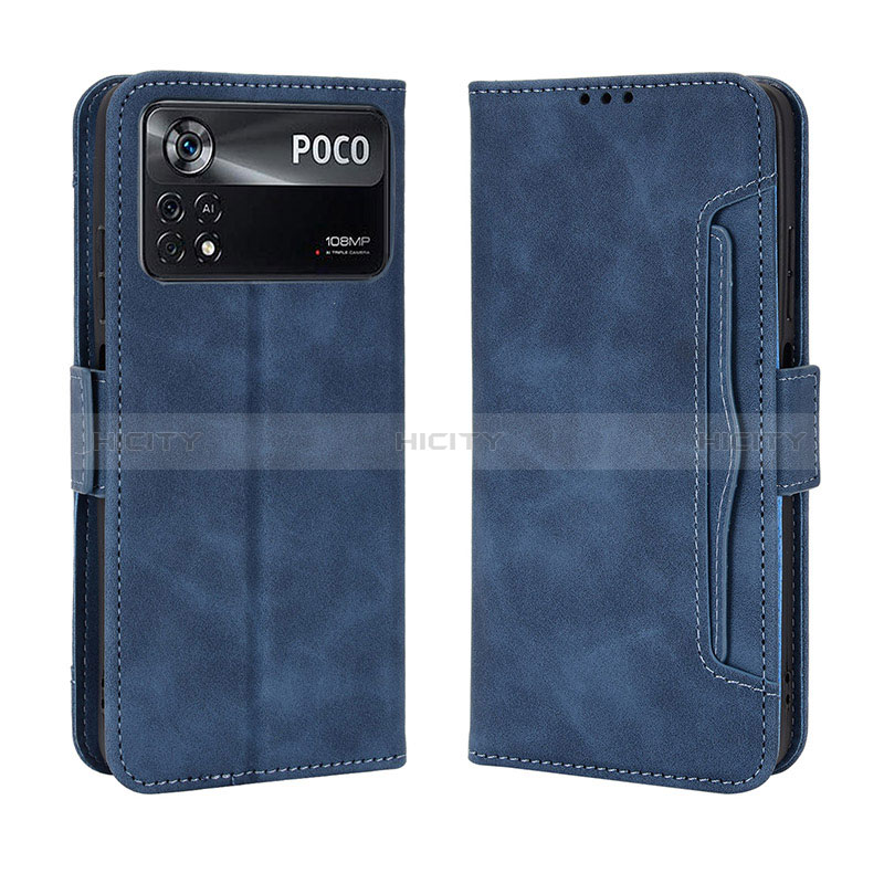 Custodia Portafoglio In Pelle Cover con Supporto BY3 per Xiaomi Poco M4 Pro 4G Blu