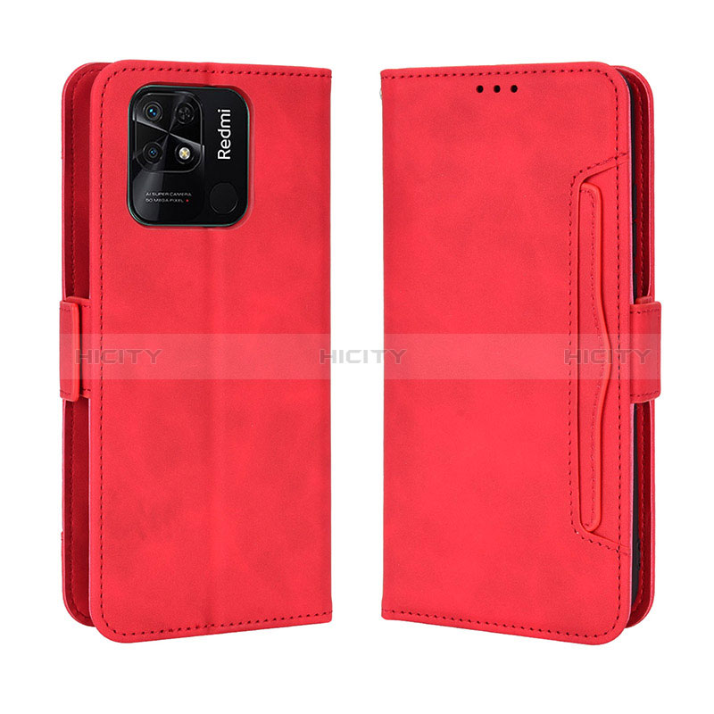 Custodia Portafoglio In Pelle Cover con Supporto BY3 per Xiaomi Redmi 10C 4G Rosso