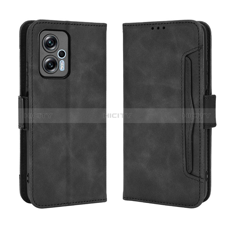 Custodia Portafoglio In Pelle Cover con Supporto BY3 per Xiaomi Redmi Note 12T Pro 5G Nero