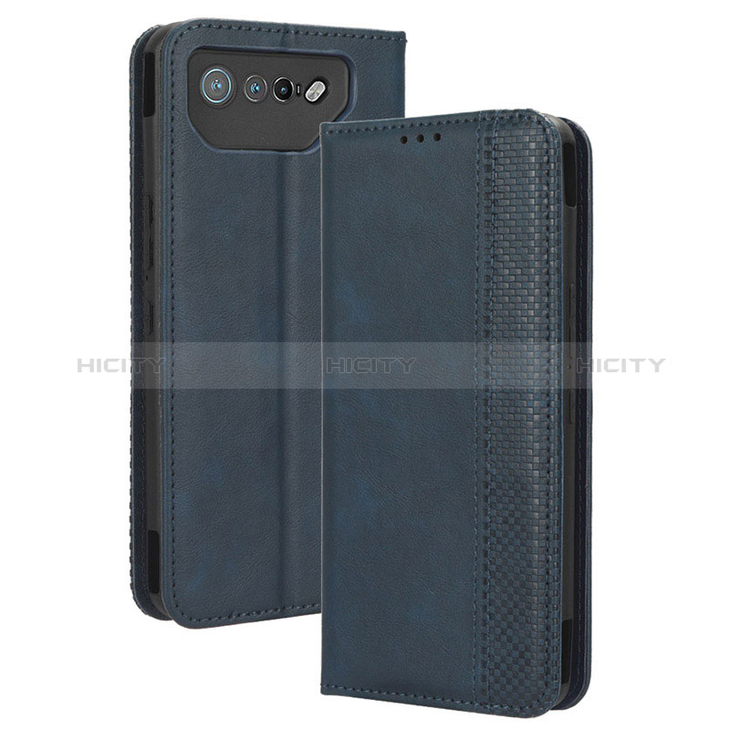 Custodia Portafoglio In Pelle Cover con Supporto BY4 per Asus ROG Phone 7 Blu