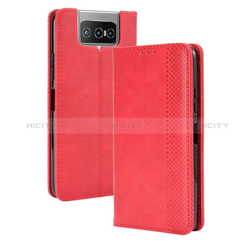 Custodia Portafoglio In Pelle Cover con Supporto BY4 per Asus Zenfone 7 ZS670KS Rosso