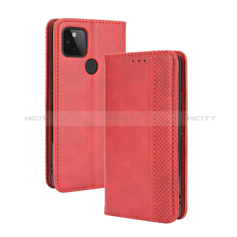 Custodia Portafoglio In Pelle Cover con Supporto BY4 per Google Pixel 4a 5G Rosso