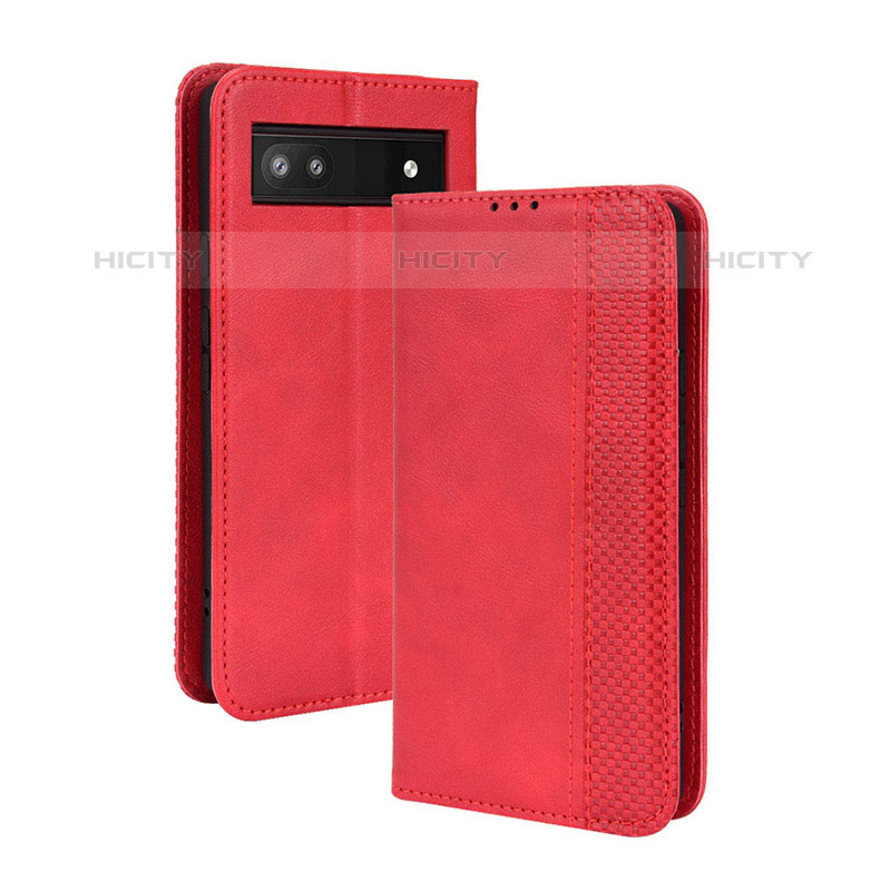 Custodia Portafoglio In Pelle Cover con Supporto BY4 per Google Pixel 6a 5G Rosso