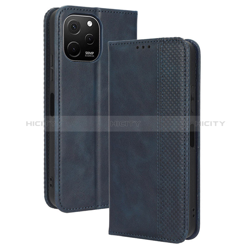 Custodia Portafoglio In Pelle Cover con Supporto BY4 per Huawei Enjoy 50z Blu