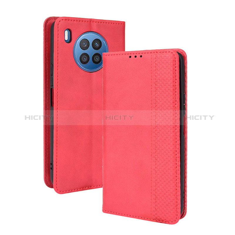 Custodia Portafoglio In Pelle Cover con Supporto BY4 per Huawei Honor 50 Lite Rosso