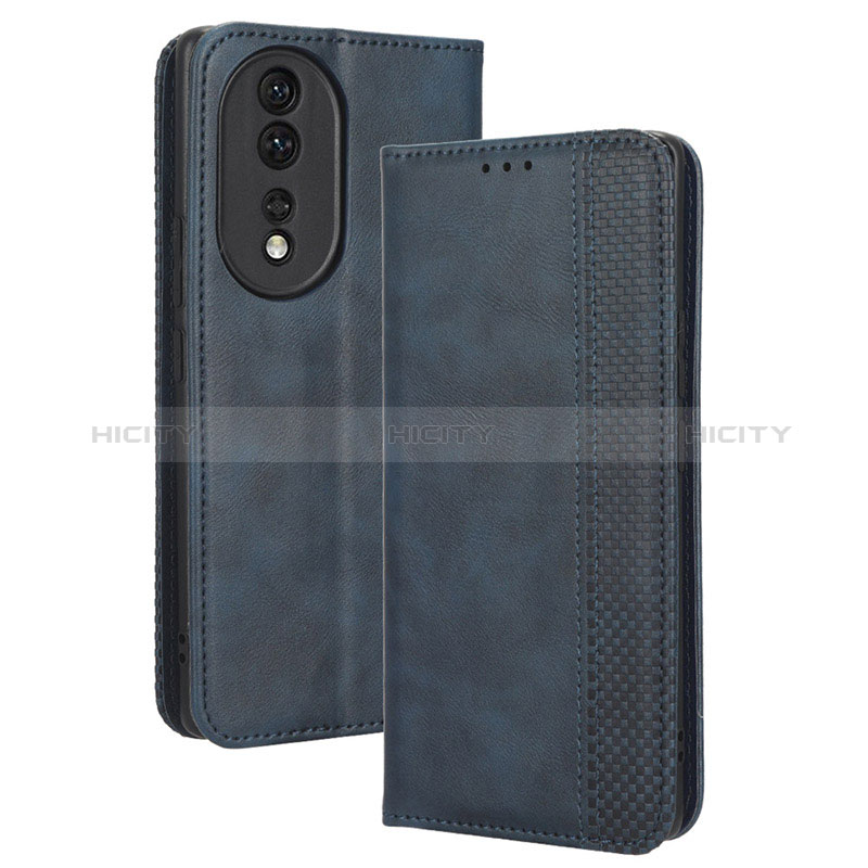 Custodia Portafoglio In Pelle Cover con Supporto BY4 per Huawei Honor 80 5G Blu