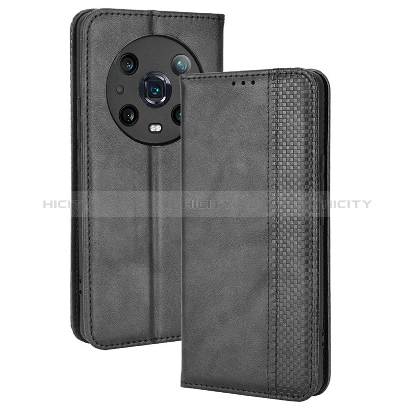 Custodia Portafoglio In Pelle Cover con Supporto BY4 per Huawei Honor Magic4 Pro 5G Nero