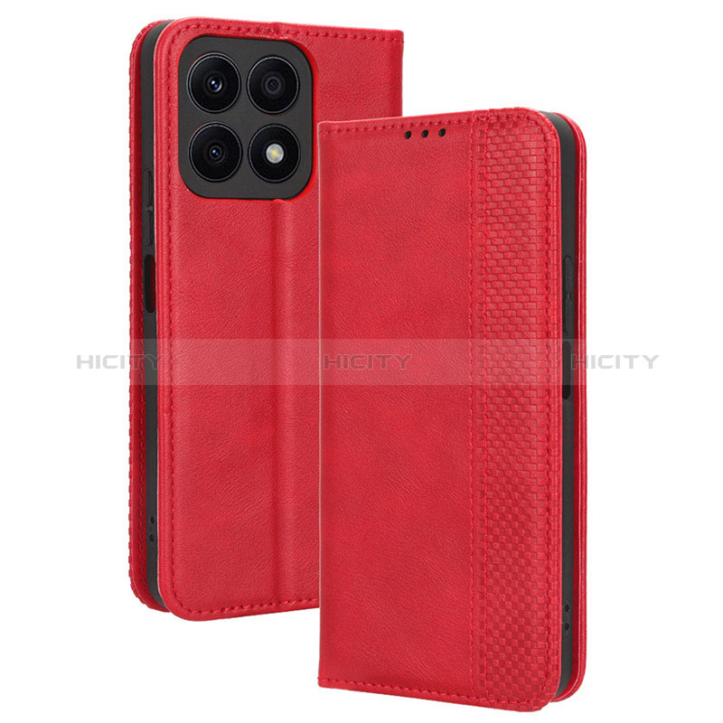 Custodia Portafoglio In Pelle Cover con Supporto BY4 per Huawei Honor X8a 4G Rosso