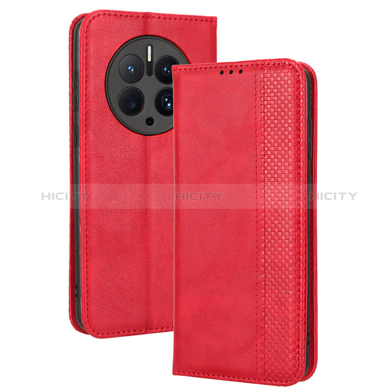 Custodia Portafoglio In Pelle Cover con Supporto BY4 per Huawei Mate 50 Pro Rosso