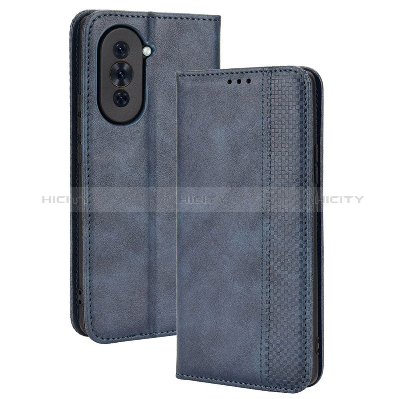 Custodia Portafoglio In Pelle Cover con Supporto BY4 per Huawei Nova 10 Pro Blu