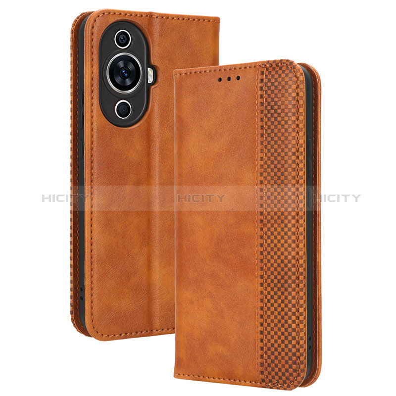 Custodia Portafoglio In Pelle Cover con Supporto BY4 per Huawei Nova 11 Pro Marrone