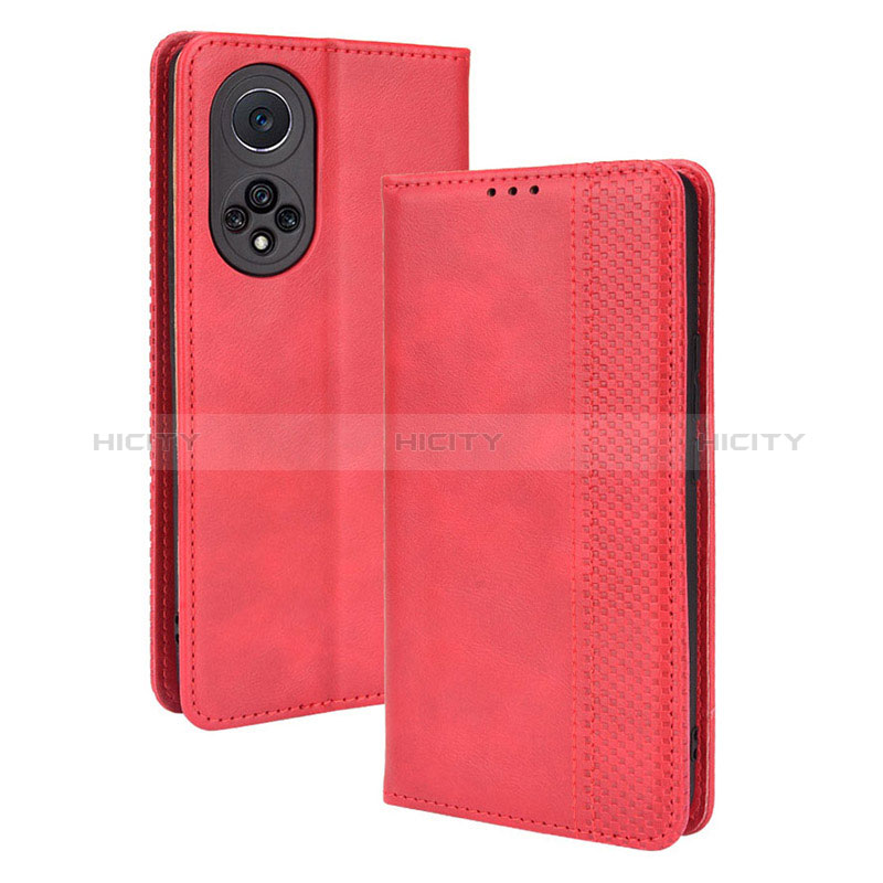 Custodia Portafoglio In Pelle Cover con Supporto BY4 per Huawei Nova 9 Pro Rosso