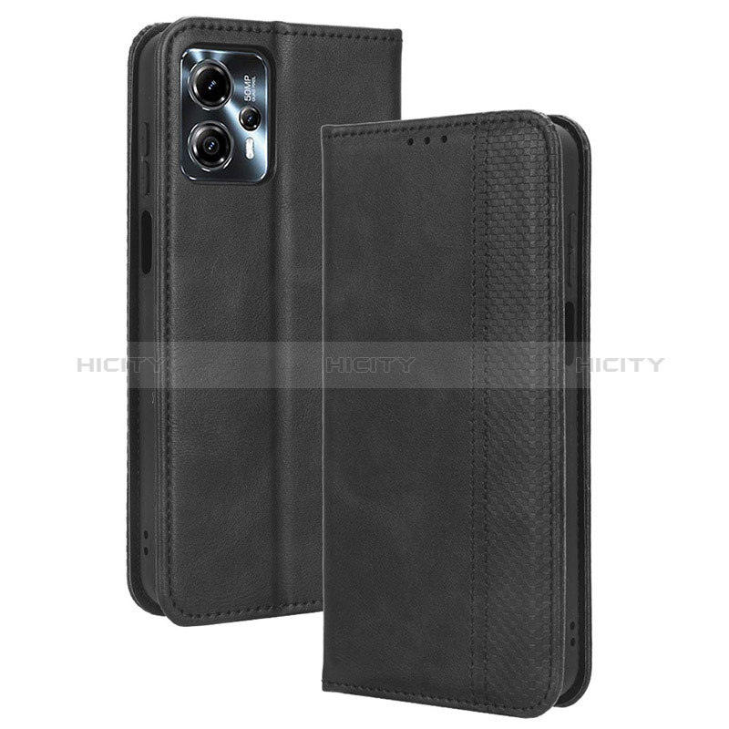 Custodia Portafoglio In Pelle Cover con Supporto BY4 per Motorola Moto G13 Nero