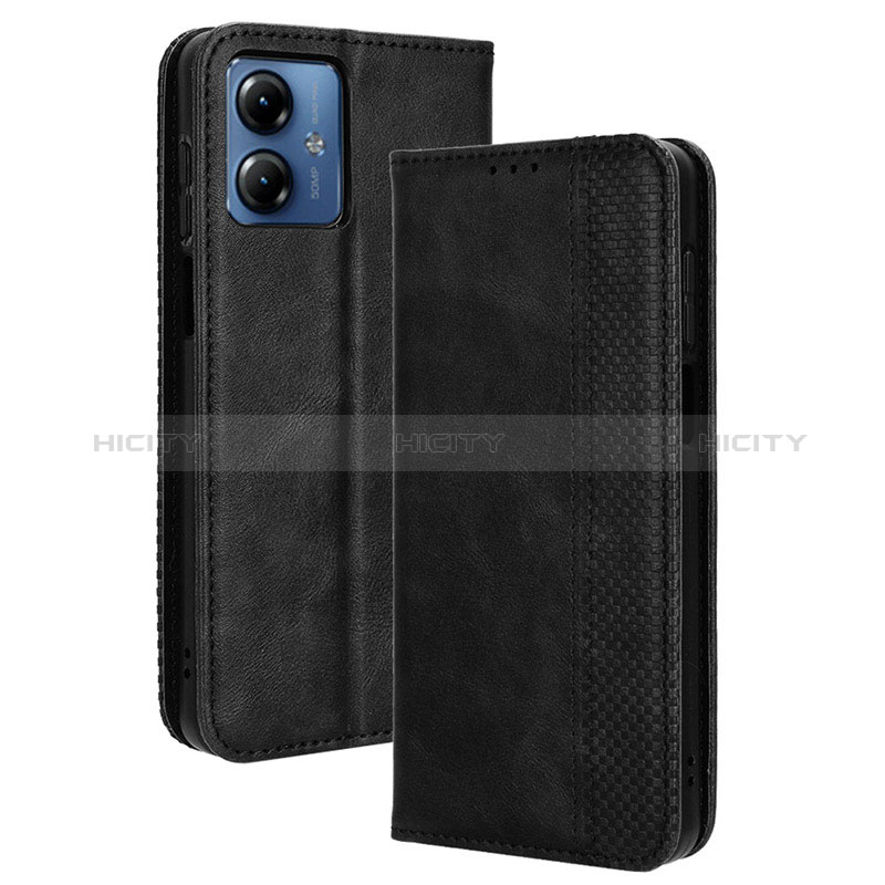 Custodia Portafoglio In Pelle Cover con Supporto BY4 per Motorola Moto G14 Nero