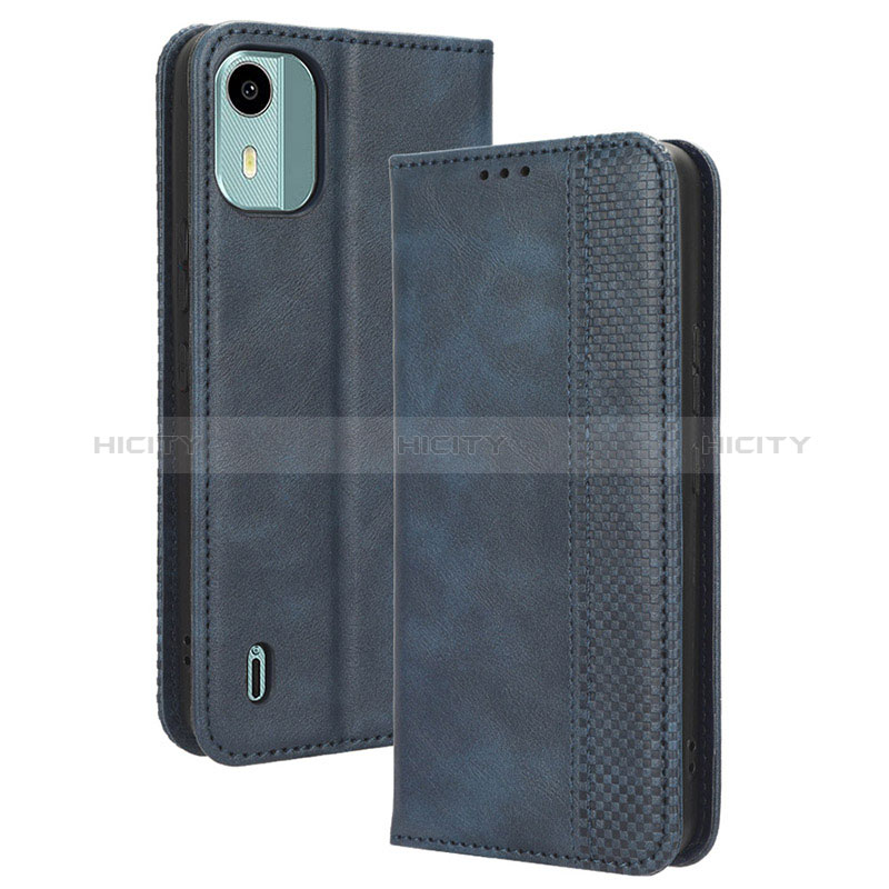 Custodia Portafoglio In Pelle Cover con Supporto BY4 per Nokia C12 Blu