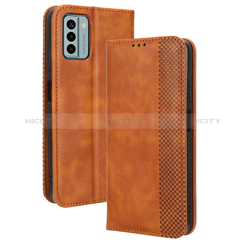 Custodia Portafoglio In Pelle Cover con Supporto BY4 per Nokia G22 Marrone