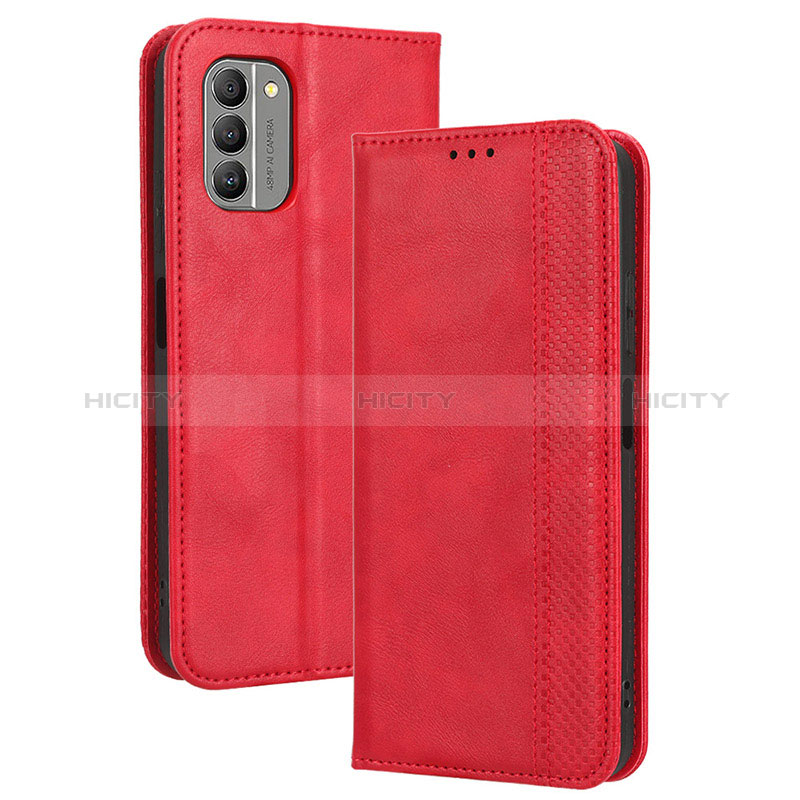 Custodia Portafoglio In Pelle Cover con Supporto BY4 per Nokia G400 5G Rosso