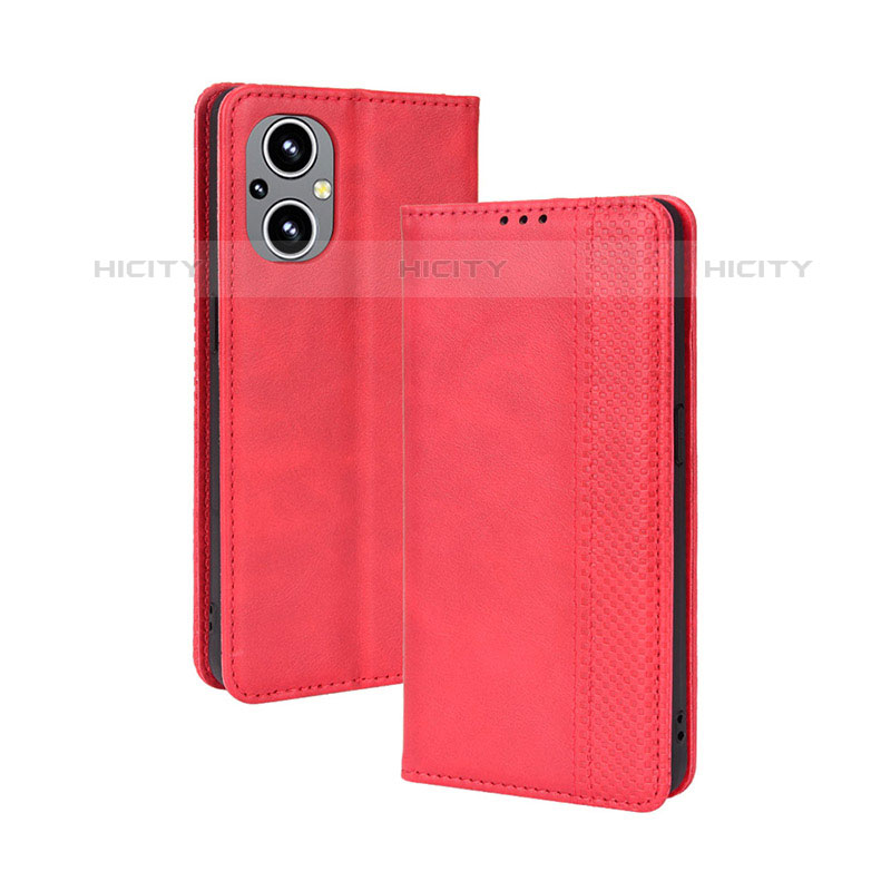 Custodia Portafoglio In Pelle Cover con Supporto BY4 per OnePlus Nord N20 5G Rosso