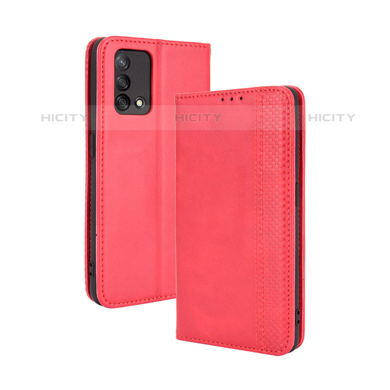 Custodia Portafoglio In Pelle Cover con Supporto BY4 per Oppo A74 4G Rosso