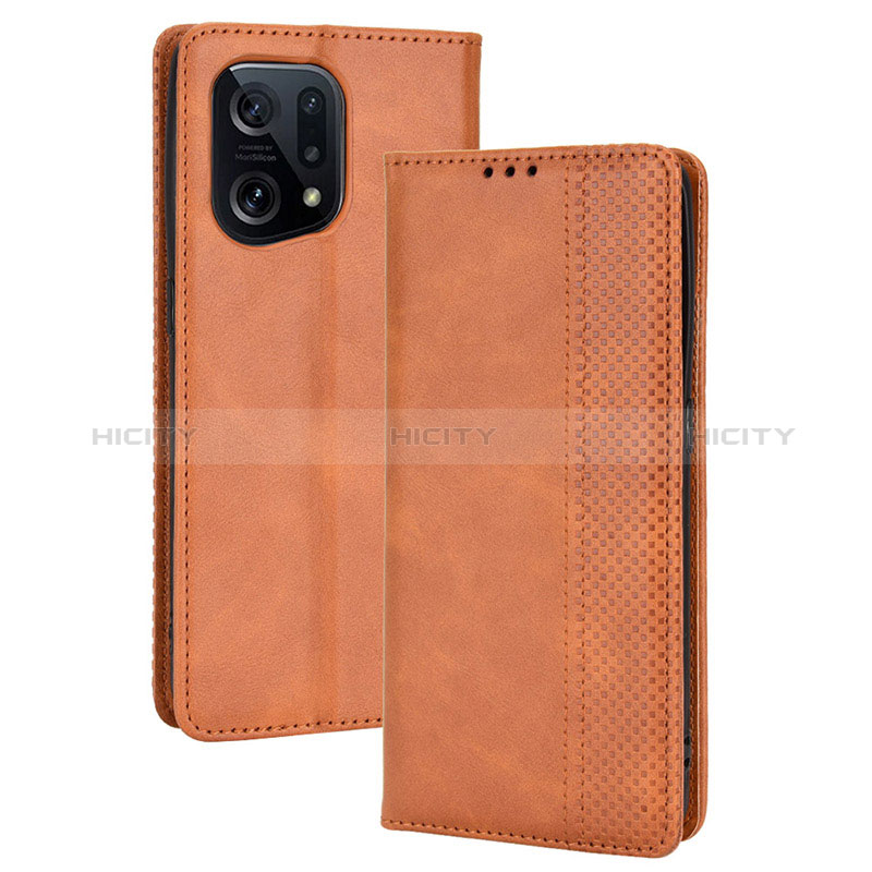 Custodia Portafoglio In Pelle Cover con Supporto BY4 per Oppo Find X5 5G