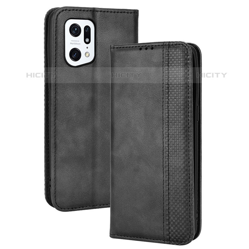 Custodia Portafoglio In Pelle Cover con Supporto BY4 per Oppo Find X5 Pro 5G