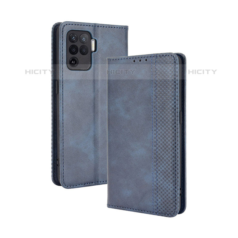 Custodia Portafoglio In Pelle Cover con Supporto BY4 per Oppo Reno5 Lite Blu