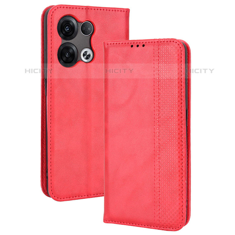 Custodia Portafoglio In Pelle Cover con Supporto BY4 per Oppo Reno8 5G Rosso