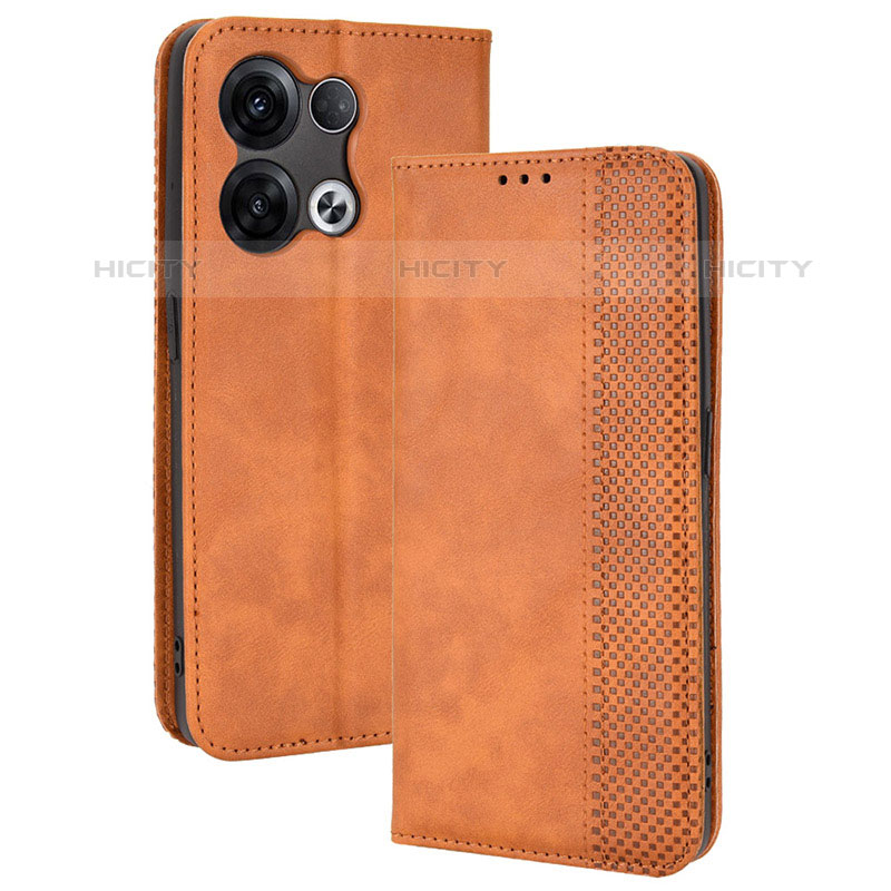 Custodia Portafoglio In Pelle Cover con Supporto BY4 per Oppo Reno8 Pro 5G Marrone