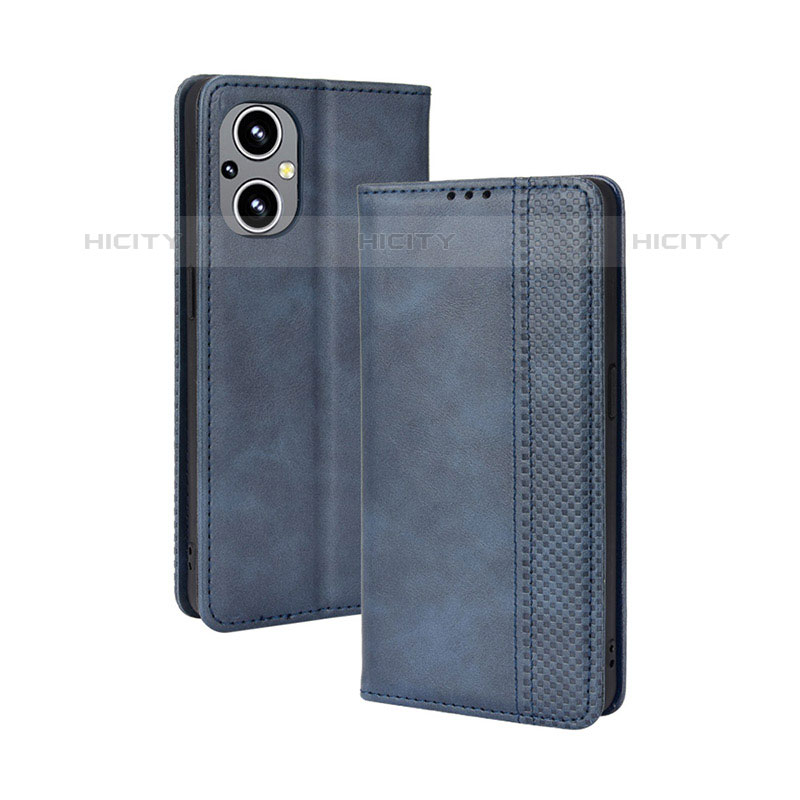 Custodia Portafoglio In Pelle Cover con Supporto BY4 per Oppo Reno8 Z 5G Blu